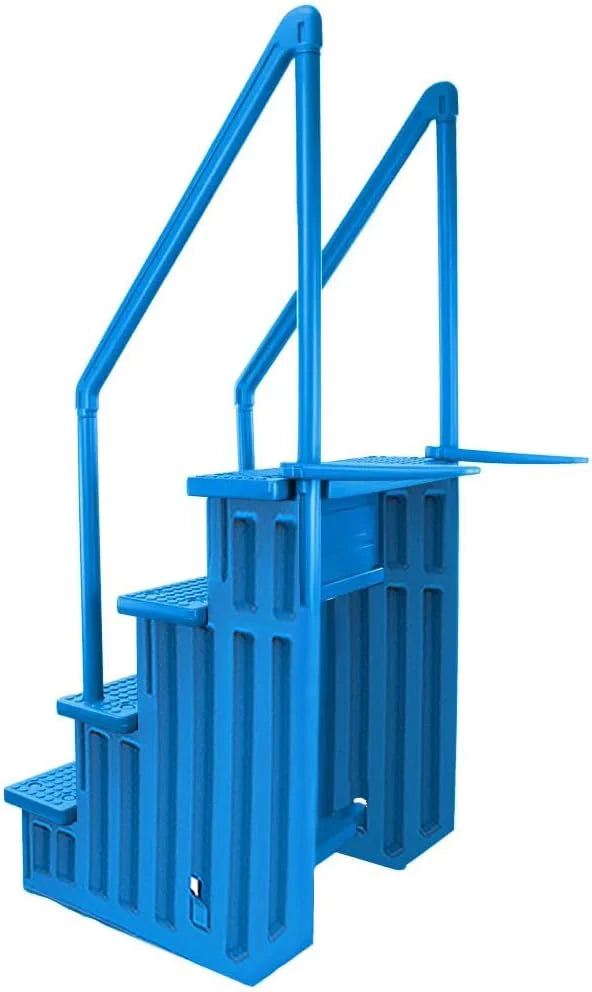 Select Anti-Slip in-Pool Steps | Gray | for Above Ground Swimming Pools | Can Mount to Decks 48" to 54" H | Safety Stairs Capacity Up to 300 lbs
