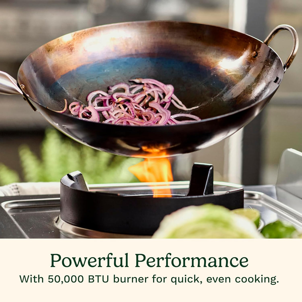 Cuisinart Outdoor Wok Station with 50,000 BTU Burner & 14��� Carbon Steel Wok �C Perfect for Stir Frying & More