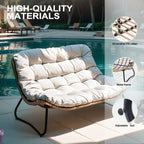 Crestlive Products Patio Loveseat, All-Weather Rattan Large Furniture with Soft Cushions, Outdoor Loveseat for Balcony, Poolside, Backyard (Beige)