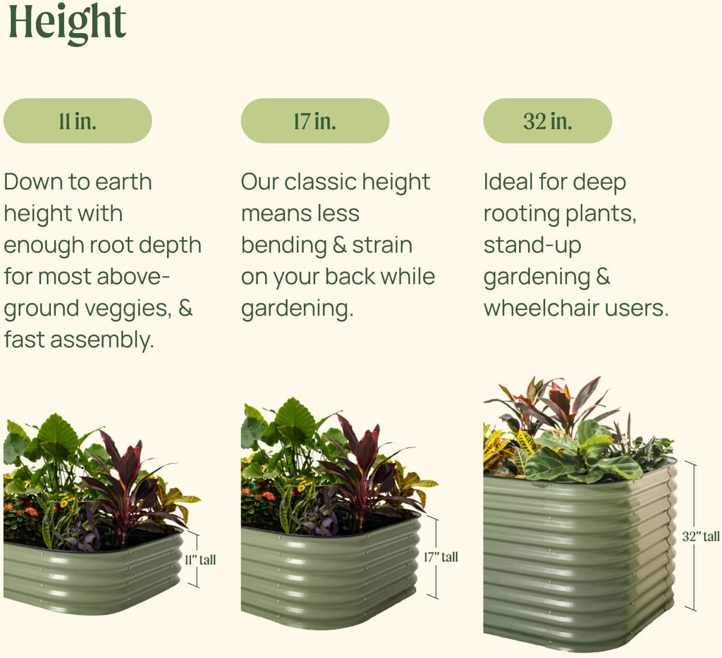 Garden Raised Garden Bed Kit, 11" Tall 10 in 1 Modular Raised Garden Beds Kit, Metal Planter Box for Vegetables, Flowers, Herbs, Morden Gray