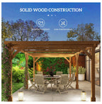 20x10ft Wood Pergola, Outdoor Gazebo Grape Trellis - Dark Brown