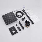 Rain Shower System 12 Inches Shower Combo Set Oil Rubbed Bronze Wall Mount Faucet Bathroom Faucets with Rainfall Shower Head and Hand Shower