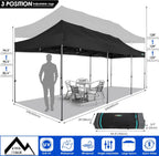 COBIZI 10x20 Heavy Duty Pop up Canopy Tent with 6 sidewalls Easy Up Commercial Outdoor Canopy Wedding Party Tents for Parties All Season Wind & Waterproof Gazebo with Roller Bag,Black(Frame Thickened)