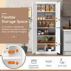 72.5 Inches Tall Buffet Cabinet with 6-Tier Shelves and 4 Doors