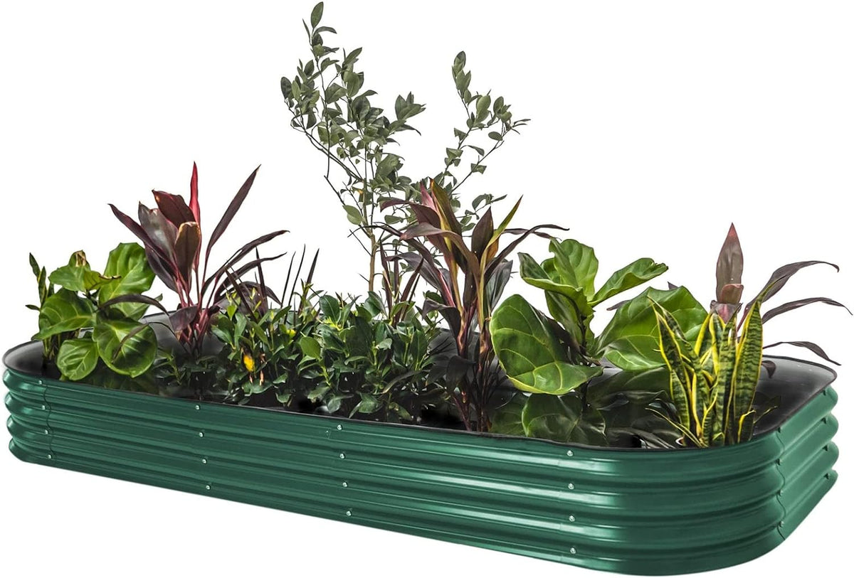 Garden Raised Garden Bed Kit, 11" Tall 10 in 1 Modular Raised Garden Beds Kit, Metal Planter Box for Vegetables, Flowers, Herbs, Morden Gray