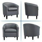 Renwick Faux Leather Barrel Accent Chair for Living Room, Set of 2, Black
