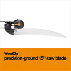 2-in-1 Extendable Tree Pruner and Pole Saw (Extends 7.9 - 12 feet) with Rotating Head, Pruning Stik Model with15-Inch Double-Grind Saw Blade, and Double Locking System