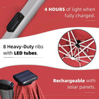 12ft Solar LED Patio Umbrella Outdoor Round Umbrella Large Cantilever Umbrella with LED Lights Windproof Bias Umbrella Heavy Duty Parasol for Garden Deck Pool Patio