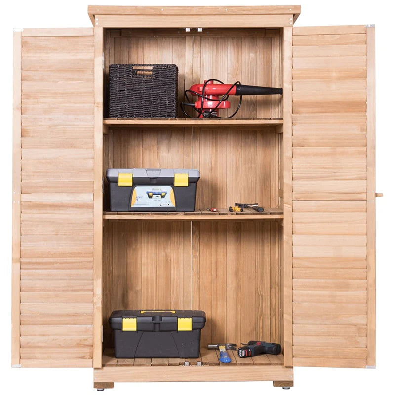 63" Wooden Outdoor Storage Shed Garden Tool Cabinet Waterproof Portable Shed with Latch Detachable Shelves