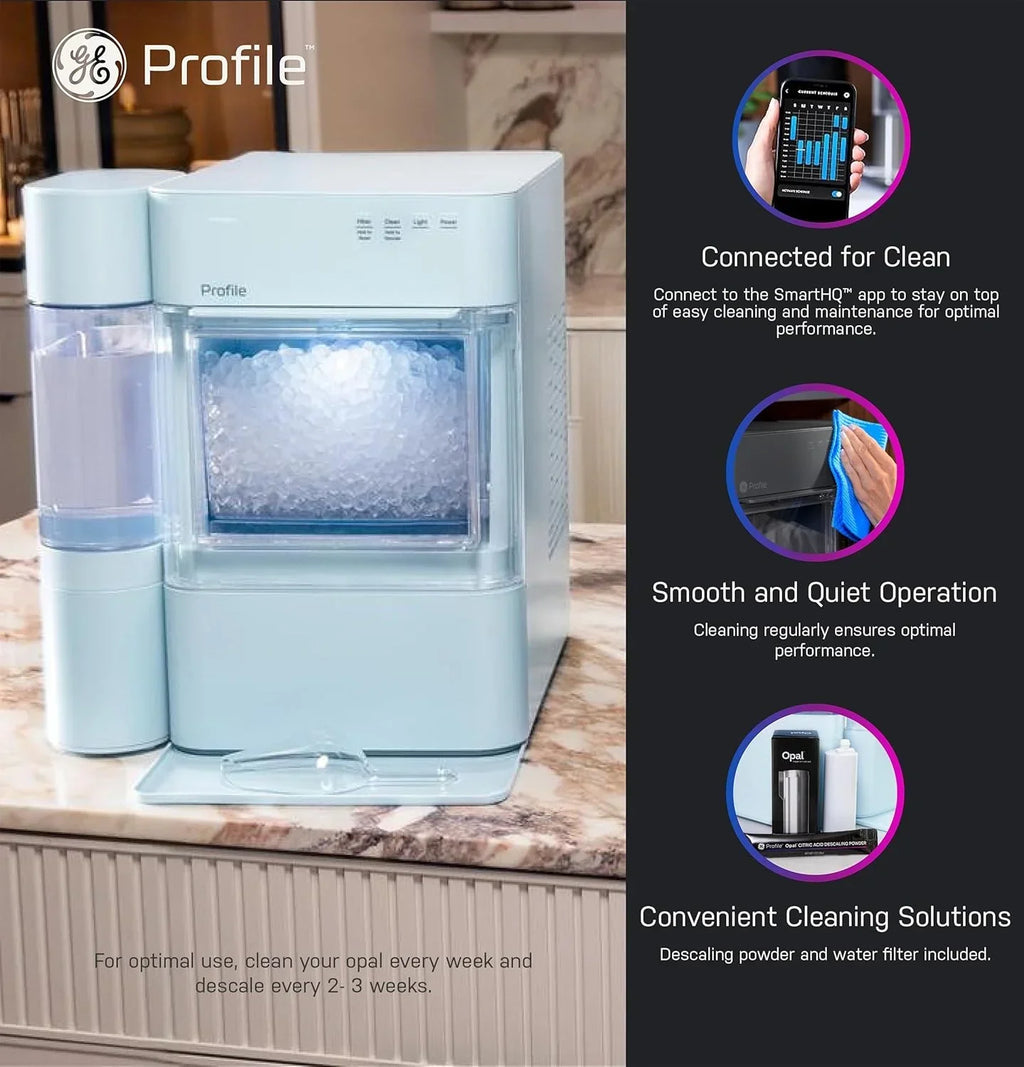 GE Profile Opal 2.0 XL with 1 Gallon Tank, Chewable Crunchable Countertop Nugget Ice Maker, Scoop included, 38 lbs in 24 hours, Pellet Ice Machine with WiFi & Smart Connected, Stainless Steel