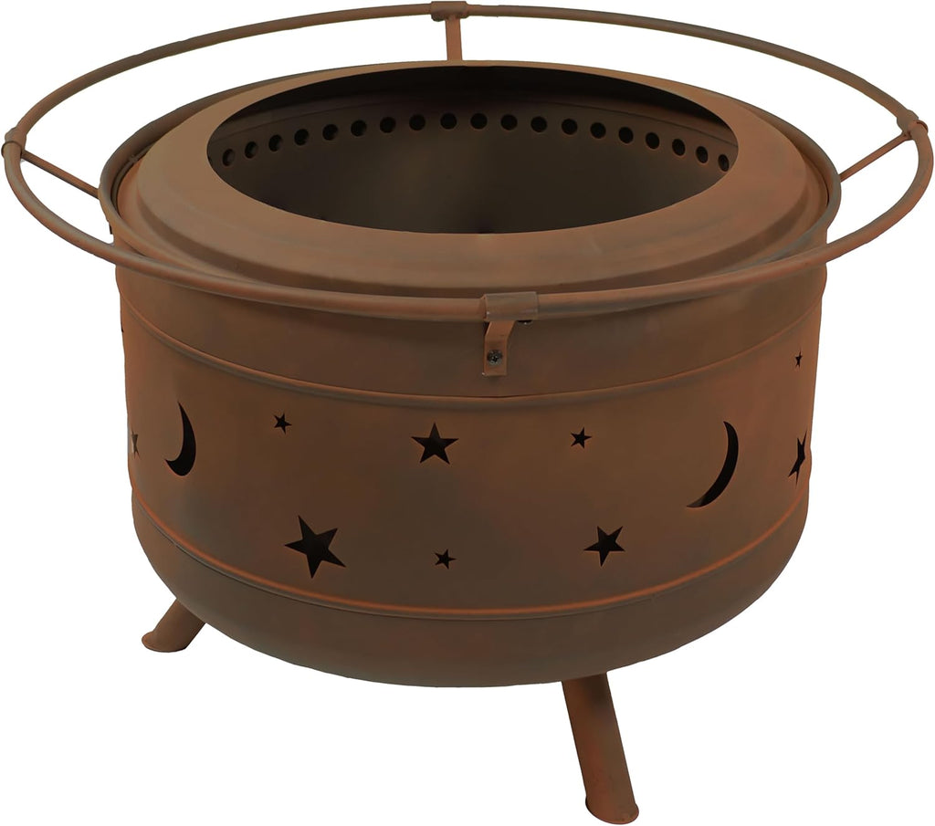 Sunnydaze 30-Inch Cosmic Smokeless Wood-Burning Fire Pit with Cover and Poker - Steel Outdoor Smokeless Fire Pit for the Backyard