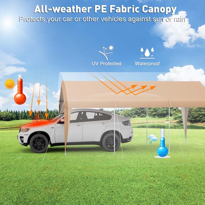 10 x 20 FT Heavy-Duty Carport Portable Garage Tent with Steel Frame & Sidewalls, Outdoor Car Canopy Shelter for Truck SUV Boat