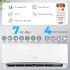 Energy Star Certified 12000 BTU 24 SEER2 Mini Split Air Conditioner with Heat Pump, WiFi Enabled Ductless Inverter AC Unit Cools 750 Sq.Ft
