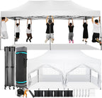 COBIZI 10x20 Pop Up Canopy with 6 Sidewall Heavy Duty Canopy UPF 50+ All Season Wind Waterproof Commercial Outdoor Wedding Party Tents for Parties Canopy Gazebo with Roller Bag(10 x 20 ft White)