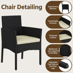 Yaheetech Patio Furniture Set 4 Pieces Conversation Sets, Rattan Chair Wicker Set Loveseat with Soft Cushion and Glass Table for Backyard Porch Garden Poolside Balcony, Black and Beige
