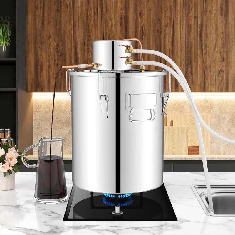 5/10 Gal 2 Pots Alcohol Still Home Brewing Kit, 40L Stainless Steel Water Alcohol Distiller, Wine Making Kit for Whiskey Brandy Beer