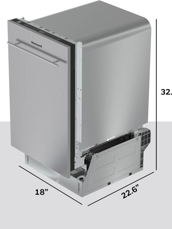 Honeywell 18 Inch Dishwasher with 8 Place settings, 6 Washing Programs, Stainless Steel Tub, UL/Energy Star- Stainless Steel