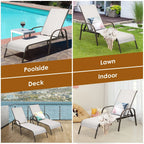 2 Pcs 5-Position Fabric Folding Outdoor Chaise Lounge Chairs, Lightweight Pool Chairs Patio Lawn Recliner Sun Lounger