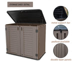 Horizontal Resin Storage Shed  34 Horizontal Cu.ft Outdoor Storage Cabinet Waterproof for Garden/Backyard/Home/Pool  Lockable(34 Cu.ft-Brown)
