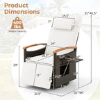 Outdoor Rattan 360�� Swivel Recliner Chair, Patio Wicker Chaise Lounge Chair with Adjustable Backrest & Footrest, Flip Side Table & Cushions