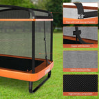 6 FT Kids Trampoline with Swing & Safety Fence, ASTM Approved Toddler Rectangle Trampoline for 3-8 Year Old