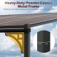 Wall-Mounted Patio Gazebo Large Outdoor Hardtop Pergola with Sloped Polycarbonate Roof