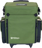 Elkton Outdoors Rolling Tackle Box with Wheels - Waterproof Rolling Fishing Backpack, 5 Removable Tackle Trays, 4 Rod Holders, Fishing Gifts for Men, Fish Tackle Bag, Roller Tackle Box