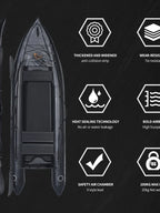 2 Person Inflatable Kayak Fishing PVC Boat – 130” x 43” x 11.8” with Aluminum Alloy Seat, Paddle, Inflatable Mat, Repair Kit, Fin