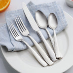 Hudson Essentials 40-Piece Hammered Stainless Steel 18/10 Flatware Silverware Set, Service for 8 (40-Piece Set)