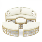 Outdoor Patio Round Daybed with Retractable Canopy and Soft Cushions