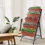 4Ft Planter Box 5-Tiers Vertical Raised Garden Bed with Drain for Patio Vegetables, Flowers Herb, 26  x 22.75  x 44.75