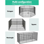 Durable 8-Panel Steel Dog Playpen, Weather-Resistant - i.Pet