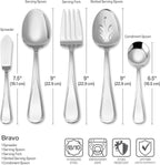 Mikasa Bravo 101 Piece Silverware Set, 18/10 Stainless Steel Flatware Service for 12, Includes 5 Piece Serving Set and 12 Extra Coffee Spoons