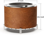 OutVue Stainless Steel Smokeless Fire Pit, Outdoor Smokeless Firepit, Wood Burning Fire Pits for Bonfire, Patio, Camping, Low Smoke Firepit for Outside (Rusty, 27 Inch)
