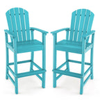 Outdoor HDPE Tall Adirondack Chairs with Armrests & Footrest, 30" Counter Height Bar Stools for Garden Backyard