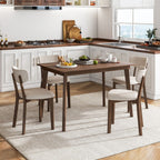 5-Piece Dining Table Set for 4 with Rubber Wood Frame and Padded Set