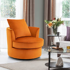 No Assembly Lint Fabric Accent Chair with 360° Swivel Function