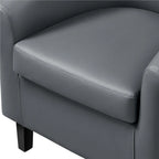 Renwick Faux Leather Barrel Accent Chair for Living Room, Set of 2, Black