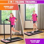Geemax Electric Treadmill Foldable Compact Treadmill under Desks Treadmill Workout Exercise Treadmill Motorize Treadmill Running Walking Machine with Remote Control for Home Gym (0.5-6.0MPH)