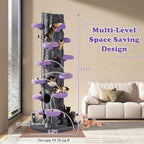 90.5" Tall Luxury Simulation Cat Tree, Modern Realistic Multi-Level Cat Tower w/ 5 Condos & Sisal Scratch Pad, Large Lifelike Indoor Cat Tree