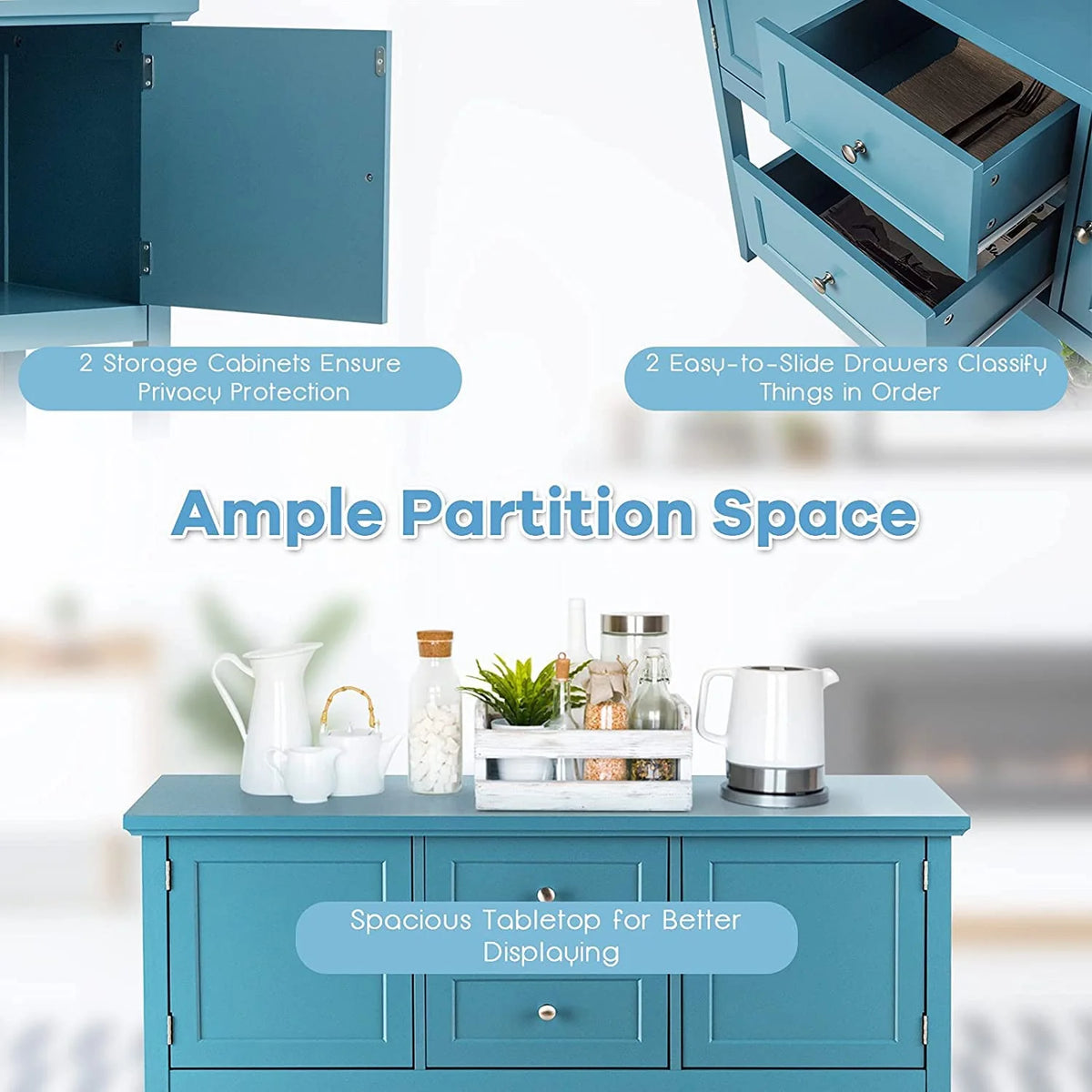 Giantex Buffet Sideboard Cabinet, 2 Drawers & 2 Doors, Side Console Table, Display Desk with Storage Shelf