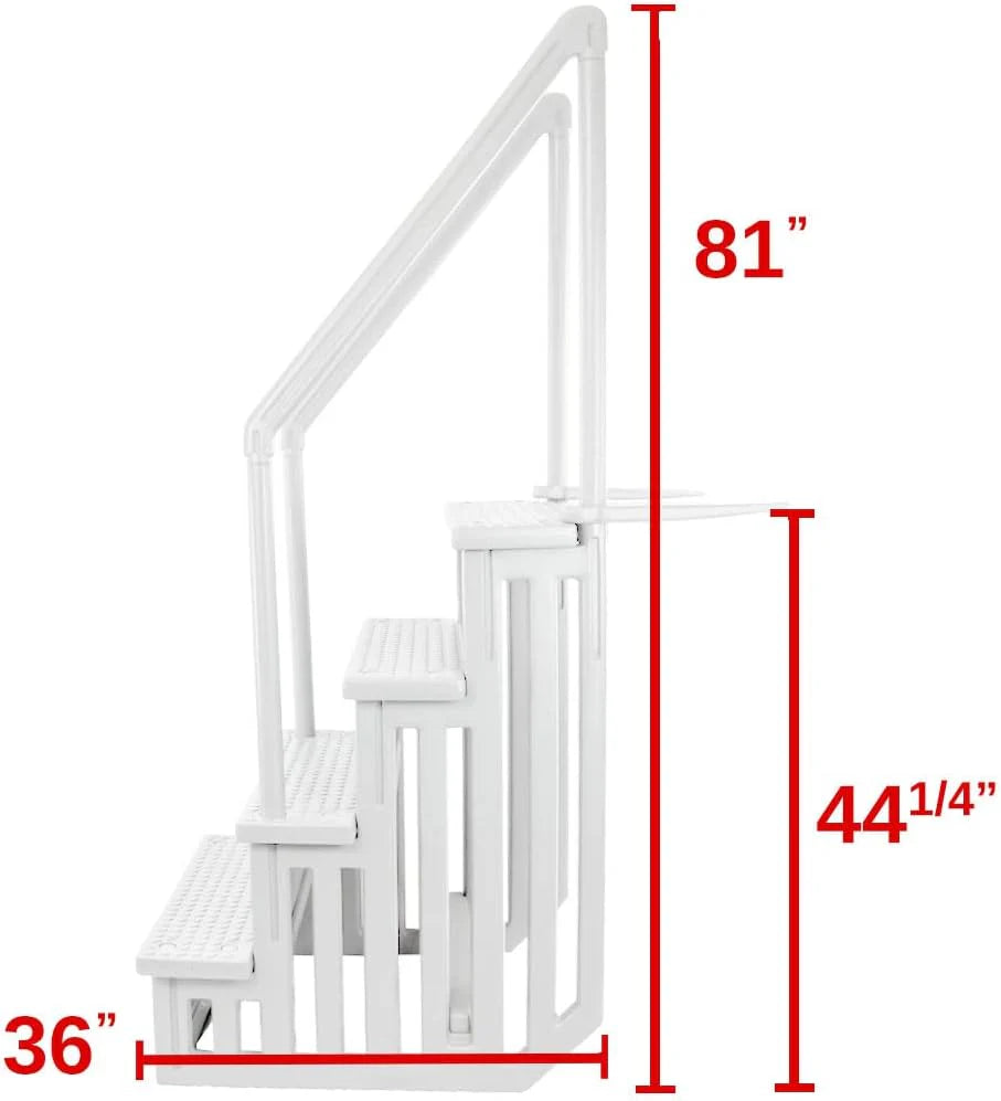 Select Anti-Slip in-Pool Steps | Gray | for Above Ground Swimming Pools | Can Mount to Decks 48" to 54" H | Safety Stairs Capacity Up to 300 lbs