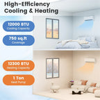 Energy Star Certified 12000 BTU 24 SEER2 Mini Split Air Conditioner with Heat Pump, WiFi Enabled Ductless Inverter AC Unit Cools 750 Sq.Ft