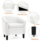 Renwick Faux Leather Barrel Accent Chair for Living Room, Set of 2, Black