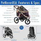 Jogging Sports Stroller with Comfort Rubber Wheels/Zipper-Less Entry/1-Hand Quick Fold/Aluminum Frame for Small/Medium Dogs, Cats and Pets (Green Camo)