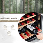 20" 43-Bottle Dual Zone Wine Cooler Refrigerator Freestanding Wine Cellar with 8 Wooden Shelves
