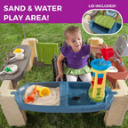 All-round play patio with canopy, kids indoor and outdoor kitchen play set