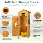 71" Tall Waterproof Wooden Outdoor Shed Garden Tool Storage Cabinet with Lockable Doors & Foldable Table