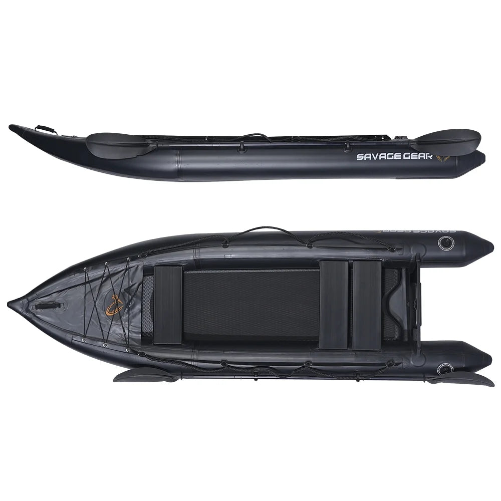 2 Person Inflatable Kayak Fishing PVC Boat – 130” x 43” x 11.8” with Aluminum Alloy Seat, Paddle, Inflatable Mat, Repair Kit, Fin