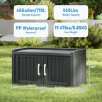 KAMABOKO Outdoor Shoe Storage Cabinet, Waterproof UV-Resistant Entryway Storage Bench Indoor Outdoor with 2 Barn Doors, Adjustable Shelves for Entryway, Bedroom, Hallway,Living Room(Black)